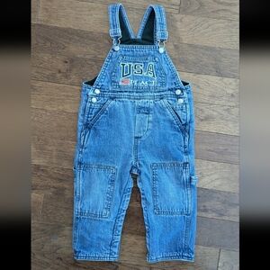 Vintage Fleece Lined The Children's Place American Flag Overalls